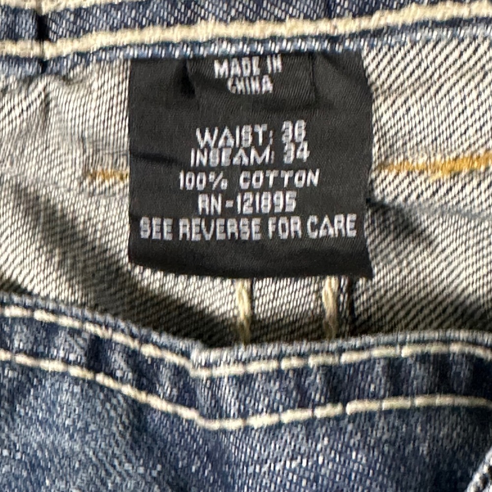 Affliction Los Angeles Cooper Relaxed Fit Jeans Mens 36x34 Blue Distressed Y2K - Picture 12 of 16